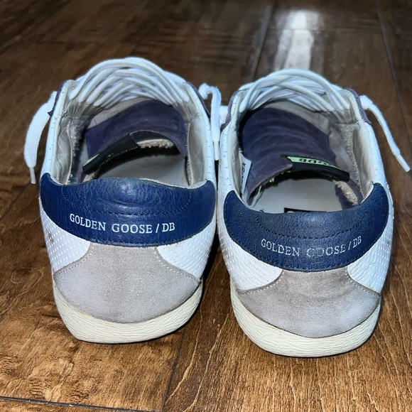 Well Loved Men’s Golden Goose Blue/White Distressed Sneakers size 10.5 / 11 (44) - Picture 3 of 9